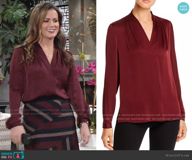 Kobi Halperin Nellie Blouse in Tannin worn by Chelsea Lawson (Melissa Claire Egan) on The Young and the Restless