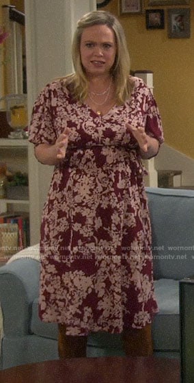 Kristin's red floral maternity dress on Last Man Standing