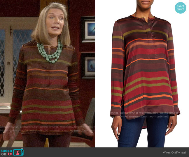 Lafayette 148 NY Prisha Autumn Stripe Sheen Cloth Blouse worn by Bonnie (Susan Sullivan) on Last Man Standing