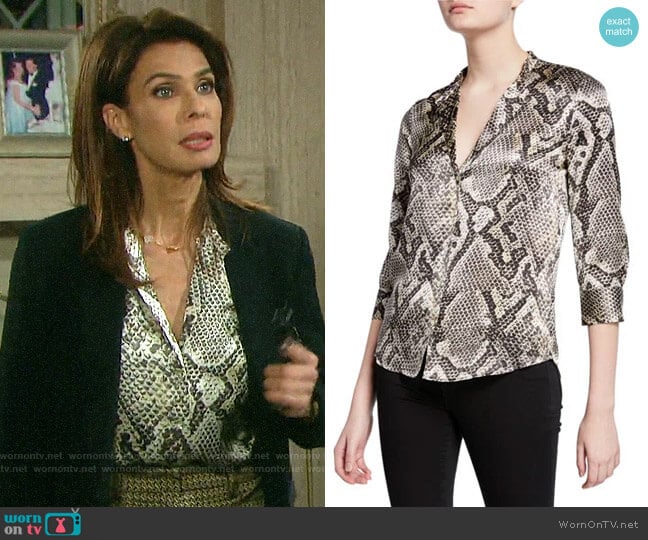 L'Agence Aoki Snake Blouse worn by Hope Williams (Kristian Alfonso) on Days of our Lives