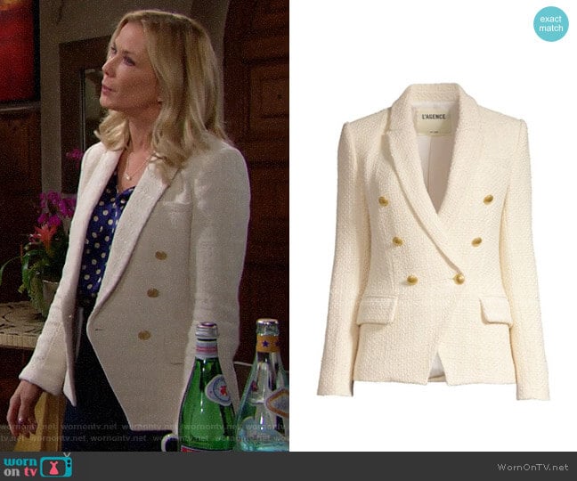 L'Agence Kenzie Tweed Blazer worn by Brooke Logan (Katherine Kelly Lang) on The Bold and the Beautiful