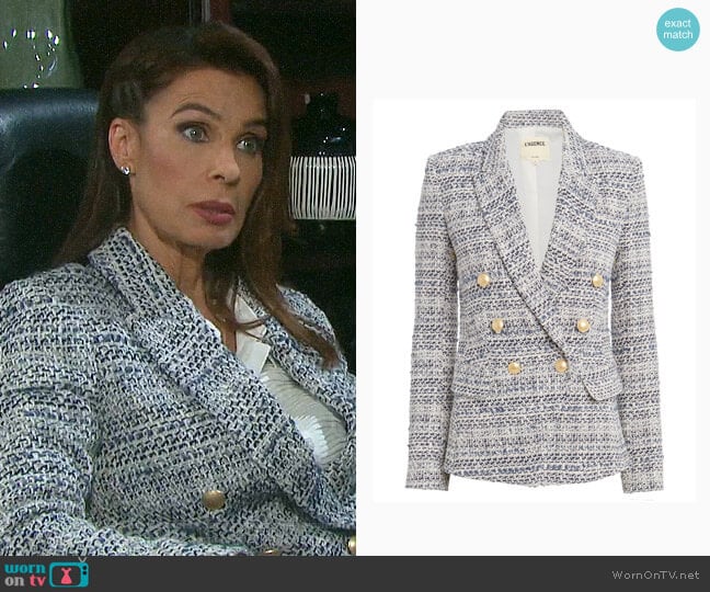 L'Agence Kenzie Tweed Double Breasted Blazer worn by Hope Williams (Kristian Alfonso) on Days of our Lives