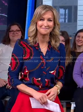 Lara’s blue floral blouse on Good Morning America