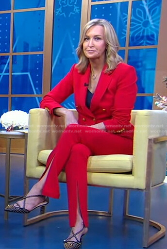 Lara’s red blazer with gold buttons on Good Morning America