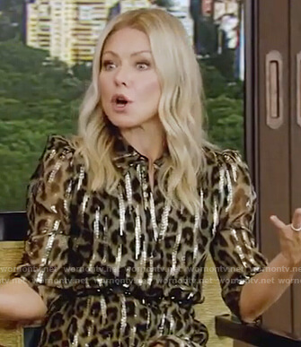 Kelly’s metallic leopard print shirtdress on Live with Kelly and Ryan