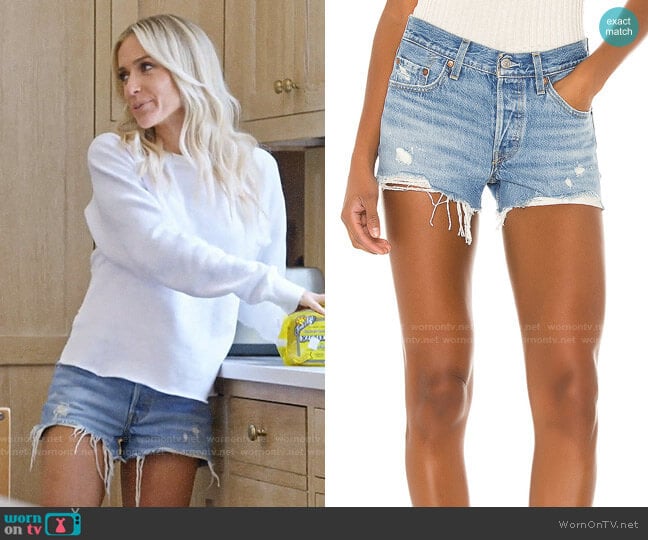 Levis Denim Shorts in Luxor Light Deconstructed worn by Kristin Cavallari on Very Cavallari