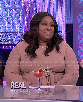 Loni’s beige tie waist dress on The Real