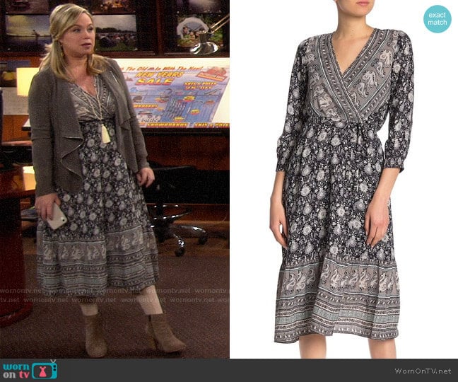 Lucky Brand Paisley & Floral Wrap Dress worn by Kristin Baxter (Amanda Fuller) on Last Man Standing