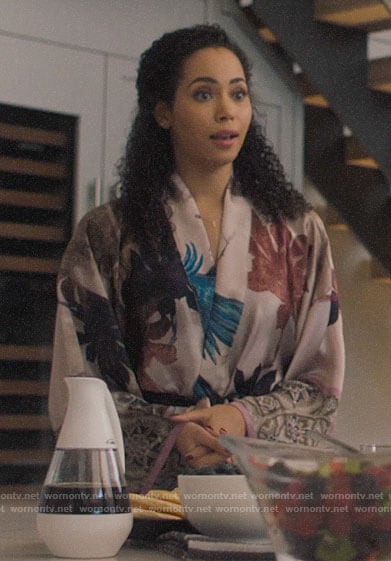 WornOnTV Macy s bird print robe on Charmed Madeleine Mantock