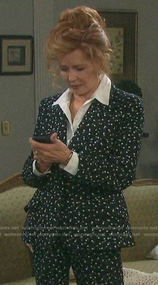 Maggie’s black polka dot suit on Days of our Lives