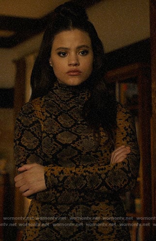 Maggie's yellow snake print top on Charmed