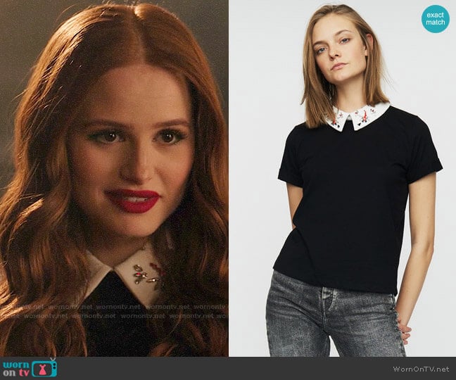 Maje Tabia T-shirt worn by Cheryl Blossom (Madelaine Petsch) on Riverdale