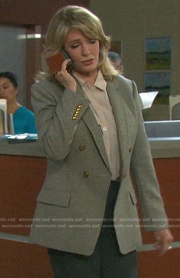 Marlena’s checked double-breasted blazer on Days of our Lives