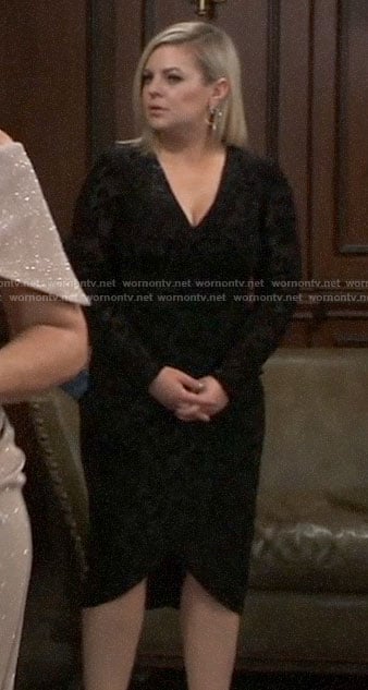 Maxie’s black embellished long sleeve dress on General Hospital