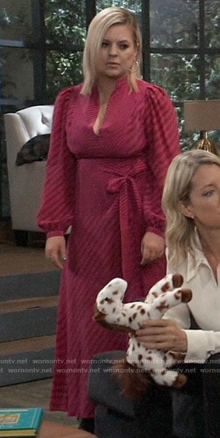 Maxie’s pink striped maxi dress on General Hospital