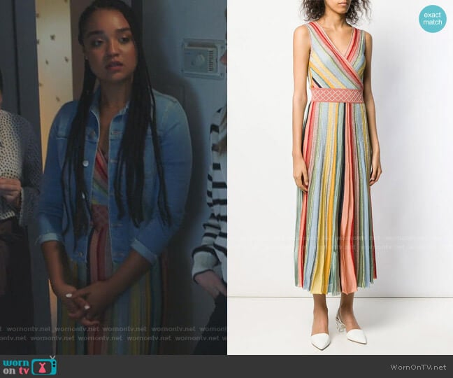 Striped Pleated Dress by Missoni worn by Kat Edison (Aisha Dee) on The Bold Type