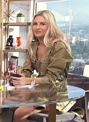 Morgan’s khaki utility romper on E! News Daily Pop