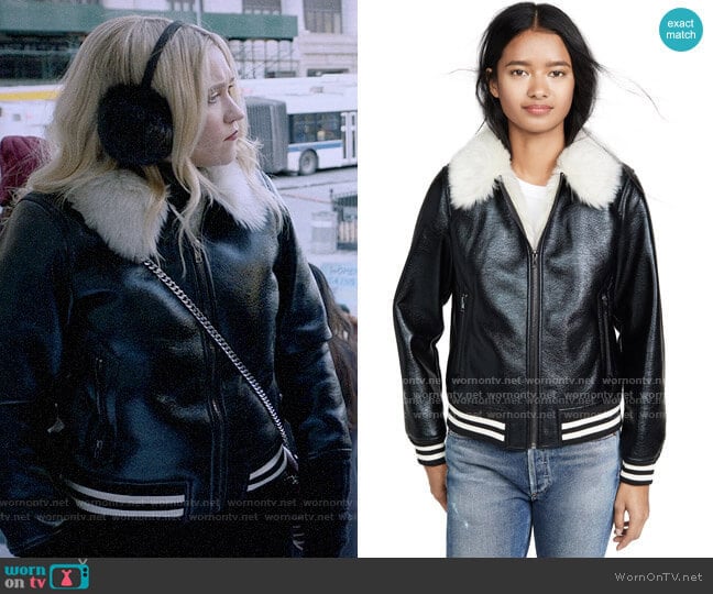 Mother The Faux Fur-Lined Bomber Jacket worn by Roxy Doyle (Emily Osment) on Almost Family