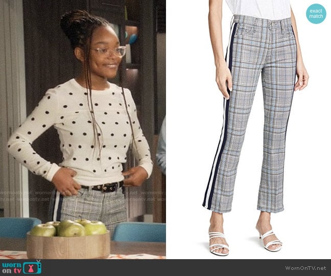 Mother Insider Plaid Racing Stripes Trousers worn by Diane Johnson (Marsai Martin) on Black-ish