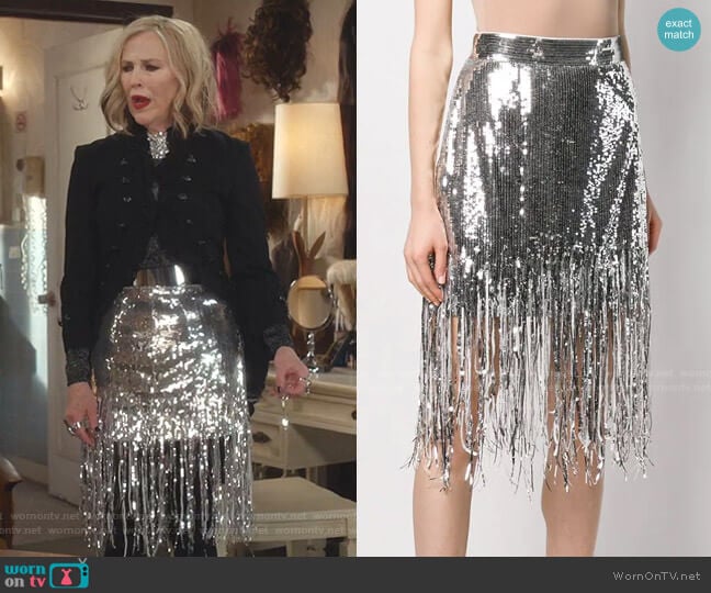 Sequin Fringed Skirt by MSGM worn by Moira Rose (Catherine O'Hara) on Schitts Creek