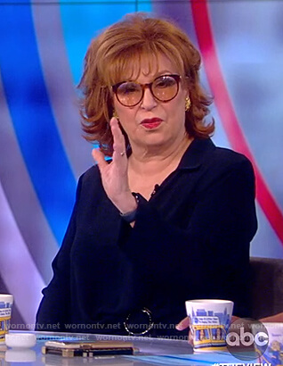 Joy’s navy belted blouse on The View