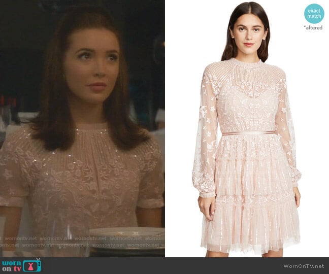 WornOnTV: Bess’s pink floral embroidered keyhole dress on Nancy Drew ...