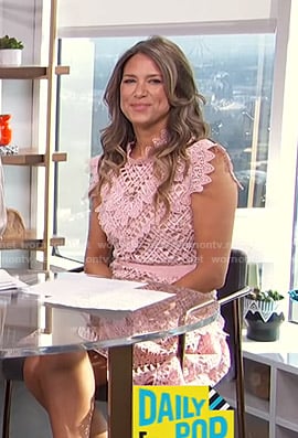 Nikki Novak’s pink lace mini dress on E! News Daily Pop