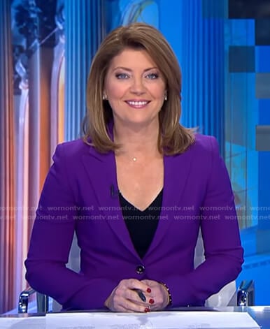 Norah’s purple blazer on CBS Evening News