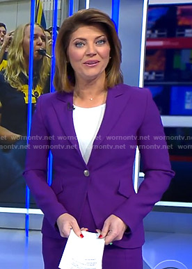 Norah’s purple blazer on CBS Evening News