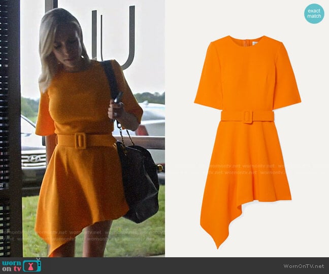 Oscar de la Renta Asymmetric wool-blend crepe mini dress worn by Kristin Cavallari on Very Cavallari