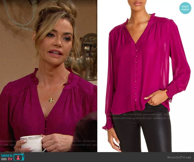 Parker Boysenberry Daniella Blouse worn by Shauna Fulton (Denise Richards) on The Bold and the Beautiful