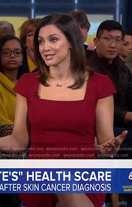 Paula's red cap sleeve sheath dress on Good Morning America