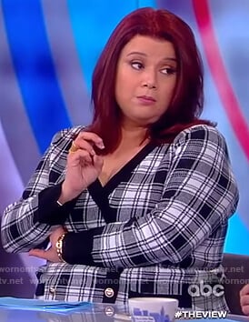 Ana’s black and white plaid sweater dress on The View