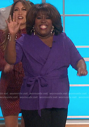 Sheryl’s purple tie waist top on The Talk