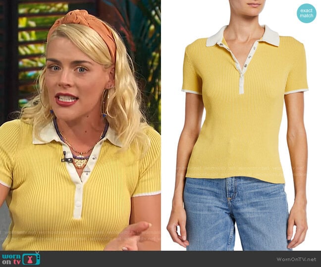 Libby Polo Shirt by Rag & Bone worn by Busy Philipps on Access Hollywood