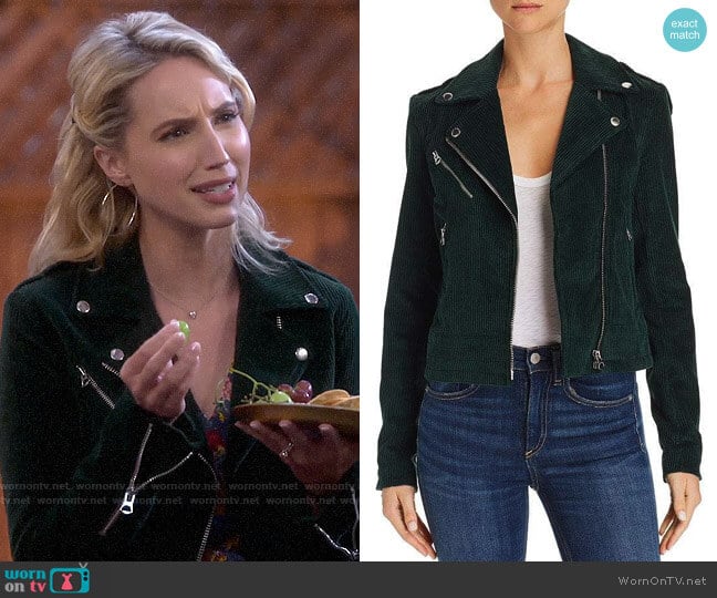 Rag & Bone Mercer Corduroy Moto Jacket worn by Mandy Baxter (Molly McCook) on Last Man Standing