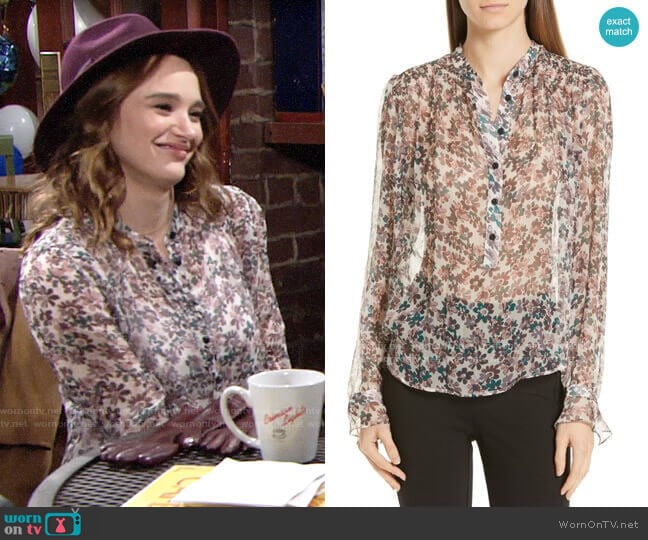 Rag & Bone Susan Floral Blouse worn by Summer Newman (Hunter King) on The Young and the Restless