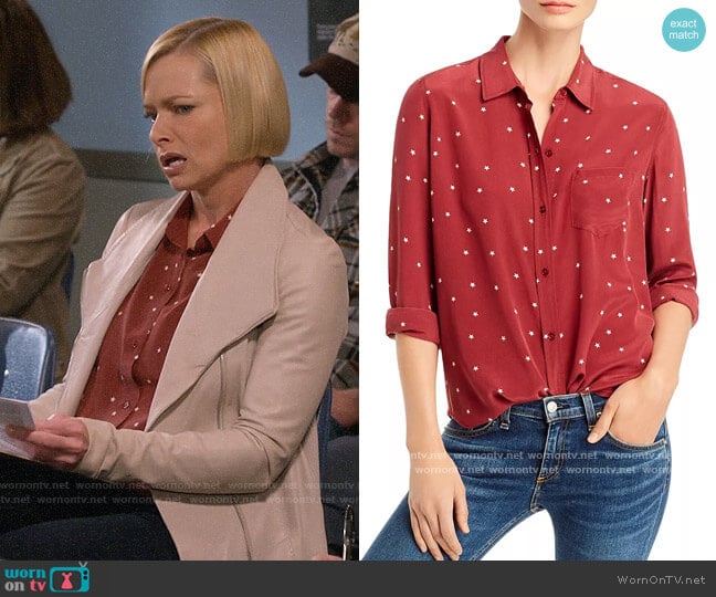 Rails Kate Star Print Silk Shirt worn by Jill Kendall (Jaime Pressly) on Mom