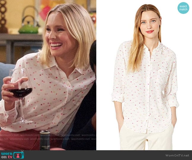 Eleanor’s star print button down shirt on The Good Place