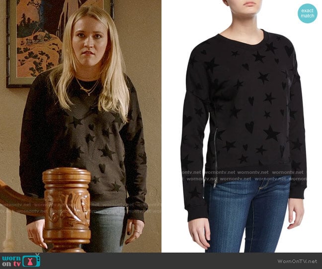 Rails Marlo Hearts Stars Sweater worn by Roxy Doyle (Emily Osment) on Almost Family