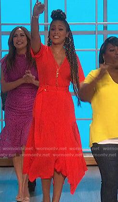 Eve's red midi dress on The Talk