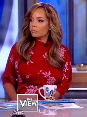 Sunny’s red floral sweater dress on The View