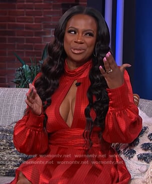 Kandi Burruss’s red satin cutout dress on The Kelly Clarkson Show