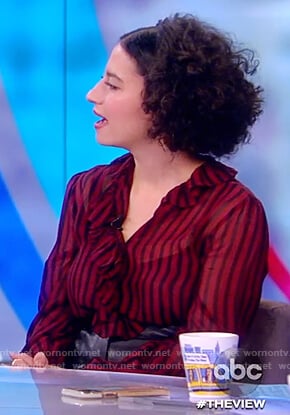 Ilana Glazer’s red stripe ruffle blouse on The View