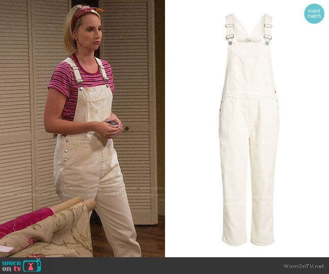 Reformation Smith Overalls worn by Mandy Baxter (Molly McCook) on Last Man Standing