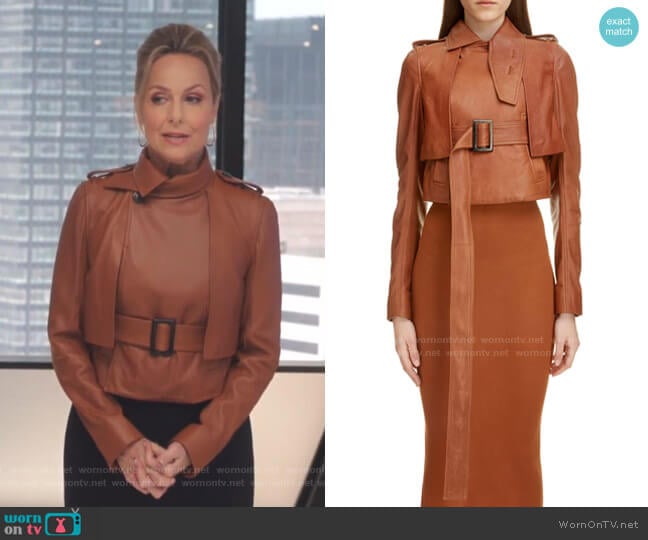 Crop Leather Jacket by Rick Owens worn by Jacqueline (Melora Hardin) on The Bold Type