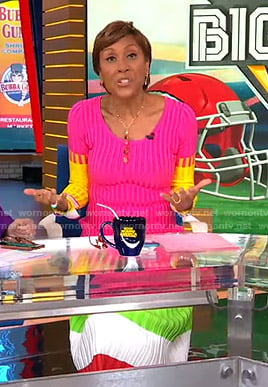 Robin’s colorblock ribbed dress on Good Morning America