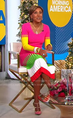 Robin’s colorblock ribbed dress on Good Morning America