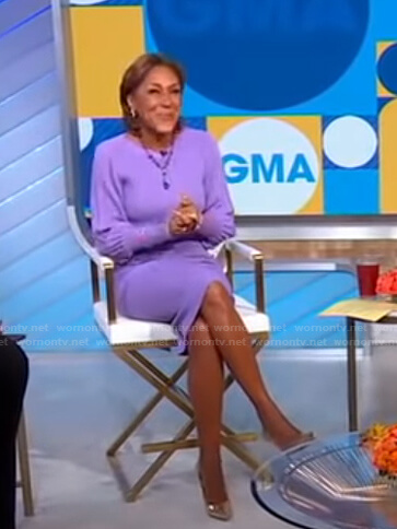 Robin’s lilac sweater and skirt on Good Morning America