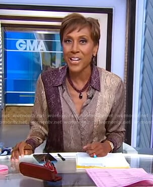 Robin’s snake print blouse on Good Morning America